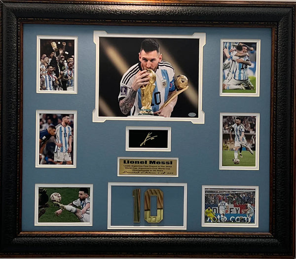 Argentina 2022 World Cup Champions Lionel Messi Limited Edition Frame.