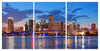 Miami Skyline 3 Panel HD Acrylic Print